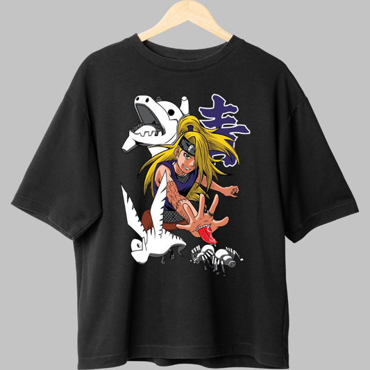 Tricou Naruto Deidara The Tamer negru fata
