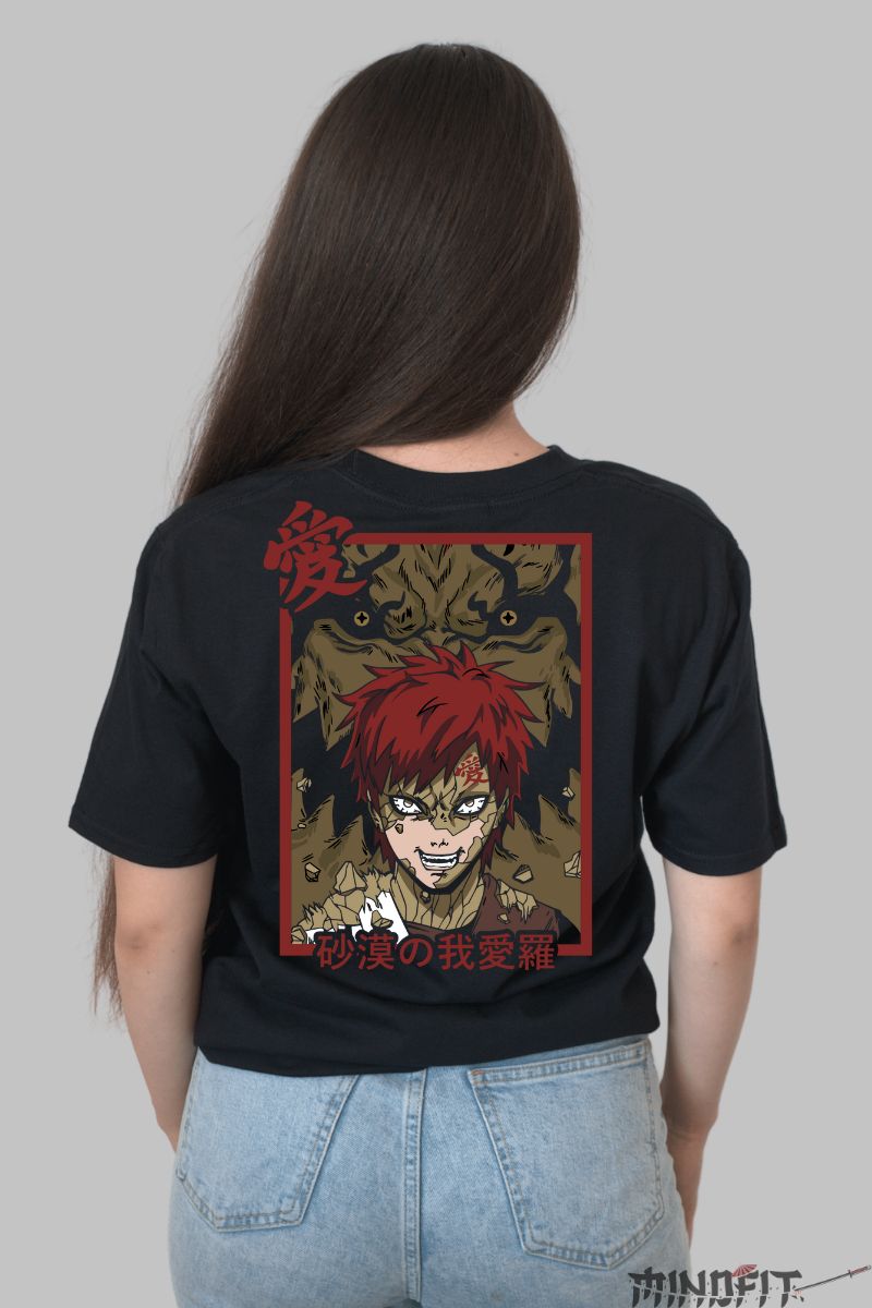 Tricou Naruto Gaara The Silent Fighter dama negru spate