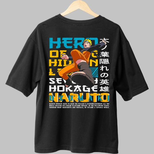 Tricou Naruto Hero of Konoha negru spate