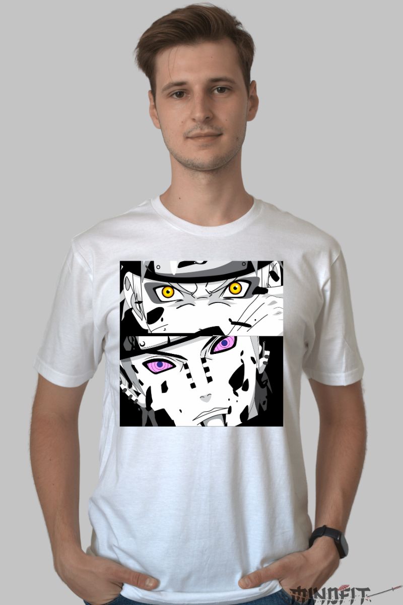 Tricou Naruto Hidden Powers barbat alb fata