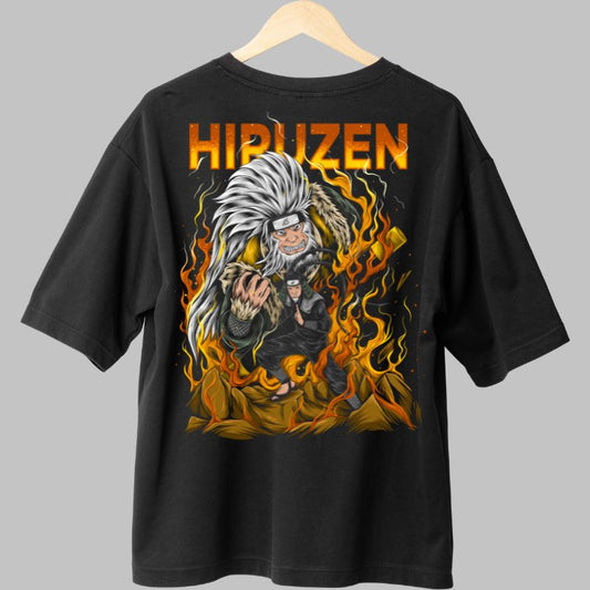 Tricou Naruto Hiruzen Sarutobi negru spate