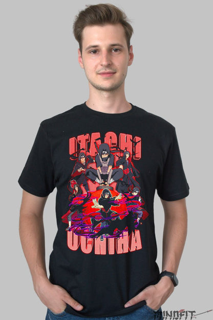 Tricou Naruto Itachi Ninja barbat negru fata