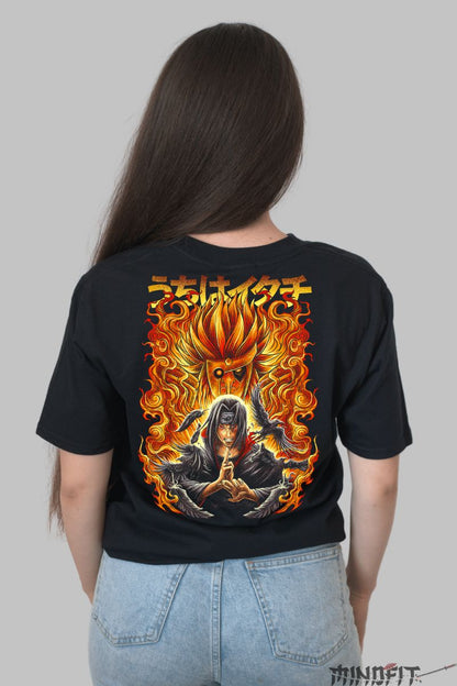 Tricou Naruto Itachi Uchiha Susanoo In Flames dama negru spate
