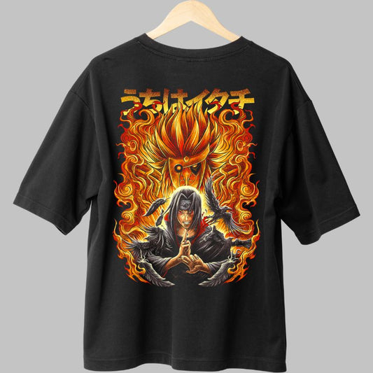 Tricou Naruto Itachi Uchiha Susanoo In Flames negru spate