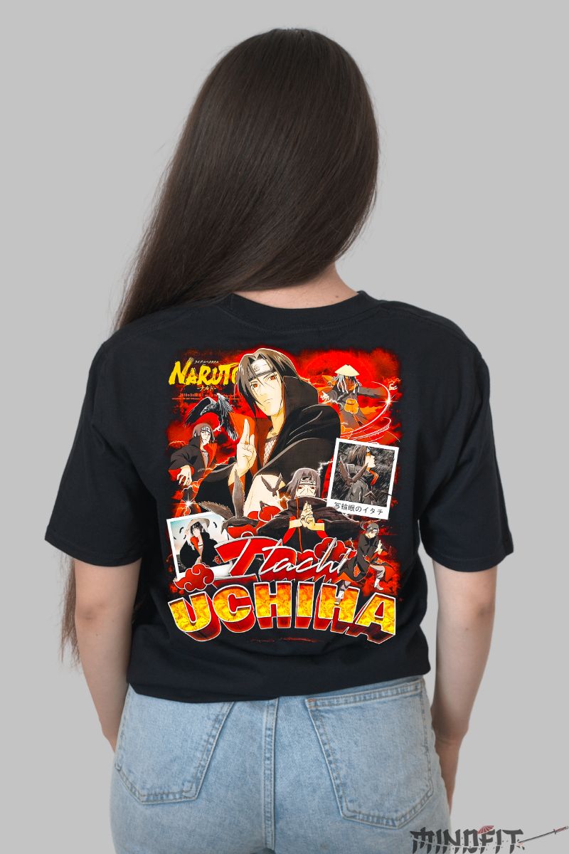 Tricou Naruto Itachi With Iconic Scenes dama negru spate