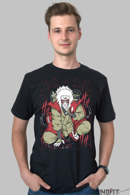 Tricou Naruto Jiraya And The Wise Frogs barbat negru fata