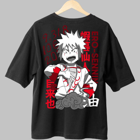 Tricou Naruto Jiraya Ero Sennin negru spate