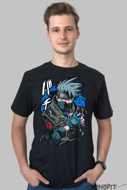 Tricou Naruto Kakashi Iron Mask barbat negru fata