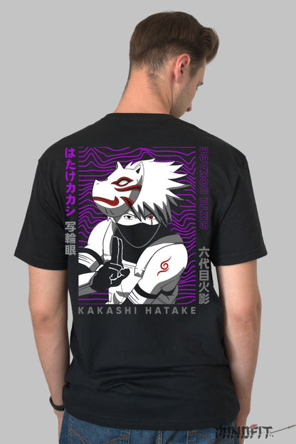 Tricou Naruto Kakashi Jonin barbat negru spate
