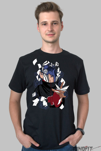 Tricou Naruto Konan Paper Angel barbat negru fata
