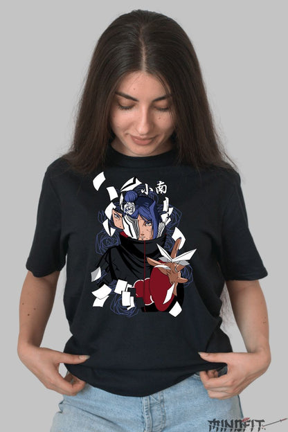 Tricou Naruto Konan Paper Angel dama negru fata
