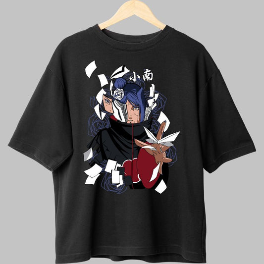 Tricou Naruto Konan Paper Angel negru fata