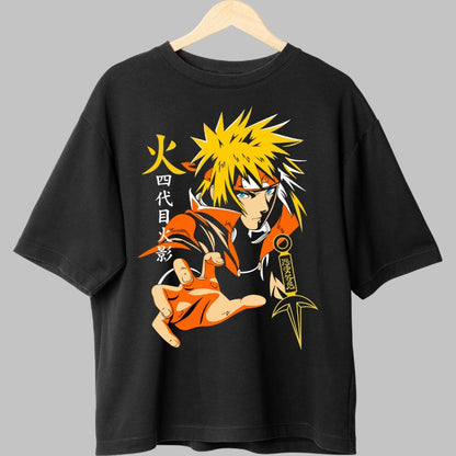 Tricou Naruto Minato Fourth Hokage negru fata