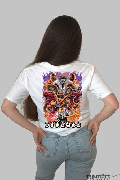 Tricou Naruto Minato Uzumaki dama alb spate