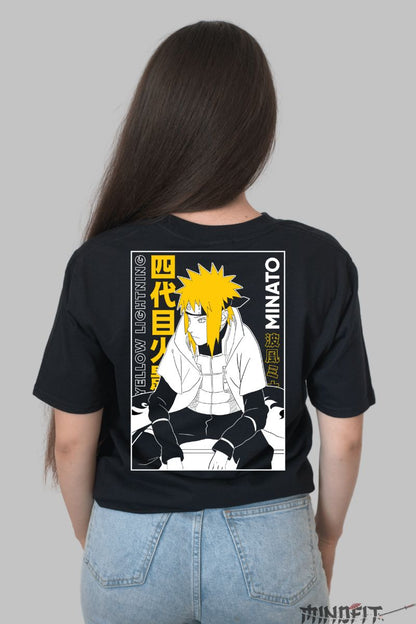 Tricou Naruto Minato Yellow Lightning dama negru spate