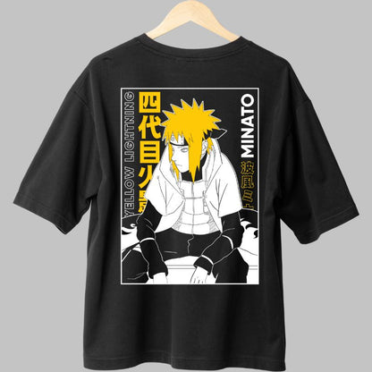 Tricou Naruto Minato Yellow Lightning negru spate