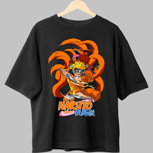 Tricou Naruto Nine-Tailed Beast negru fata