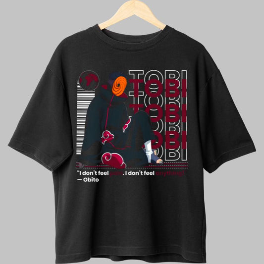 Tricou Naruto Obito "I don't feel pain" negru fata