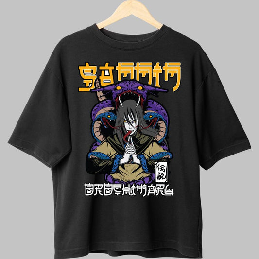 Tricou Naruto Orochimaru Sannin negru fata