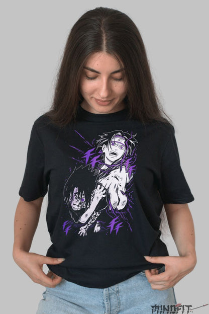 Tricou Naruto Sasuke Seal dama negru fata