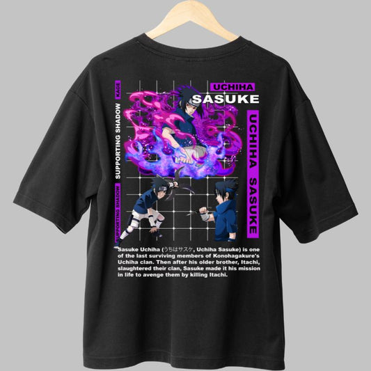 Tricou Naruto Sasuke Supporting Shadow negru spate