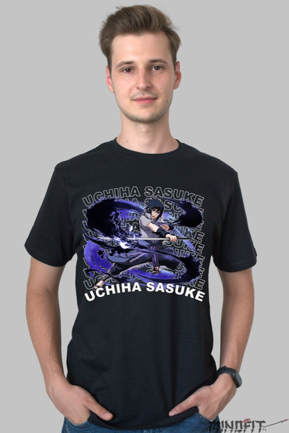 Tricou Naruto Sasuke Vision of Revenge barbat negru fata