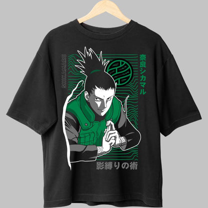 Tricou Naruto Shikamaru Binding Technique negru fata