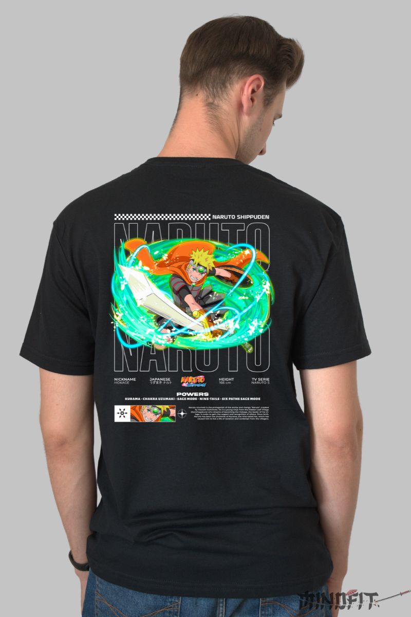 Tricou Naruto Sword V2 barbat negru spate