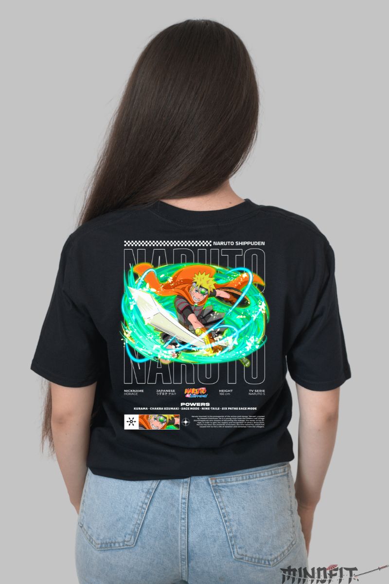 Tricou Naruto Sword V2 dama negru spate