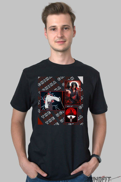 Tricou Naruto Uchiha Clan barbat negru fata