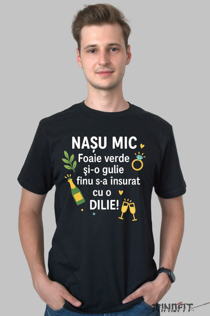 Tricou Nasu Mic – Mesaj Amuzant Fina Si Finu negru barbat