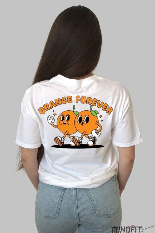 Tricou Orange Forever dama alb spate