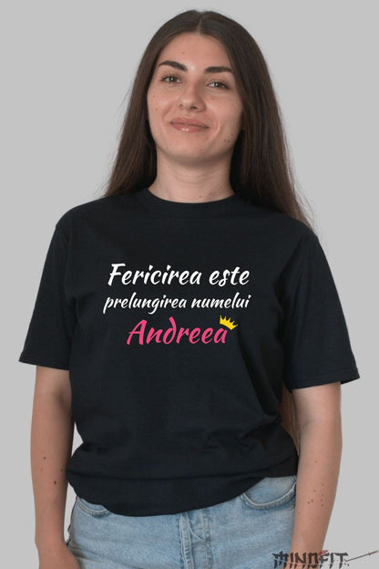 Tricou Personalizat Cu Nume - Fericirea Este negru dama