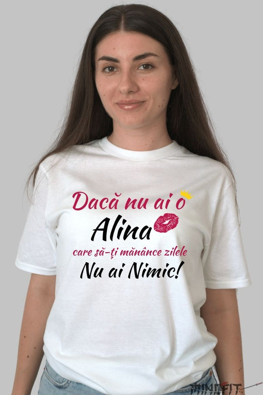 Tricou Personalizat Cu Nume dama alb fata