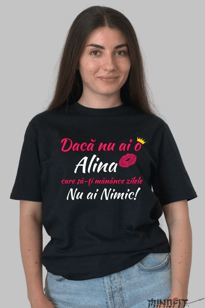 Tricou Personalizat Cu Nume dama negru fata