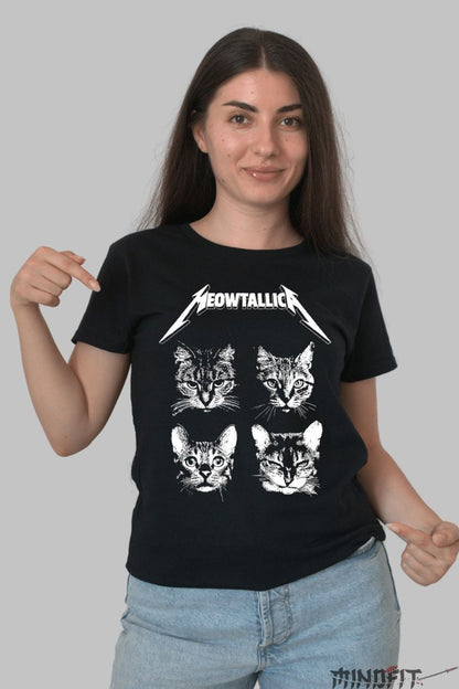 Tricou Pisica Meowtallica dama negru fata