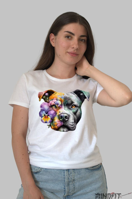 Tricou Pitbull Model Duo dama alb fata