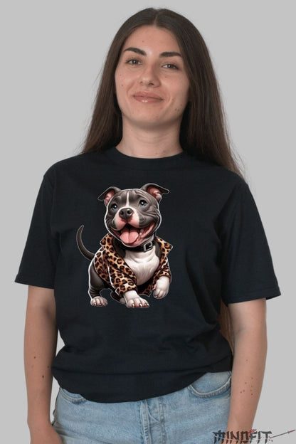 Tricou Pitbull Simpatic dama negru fata