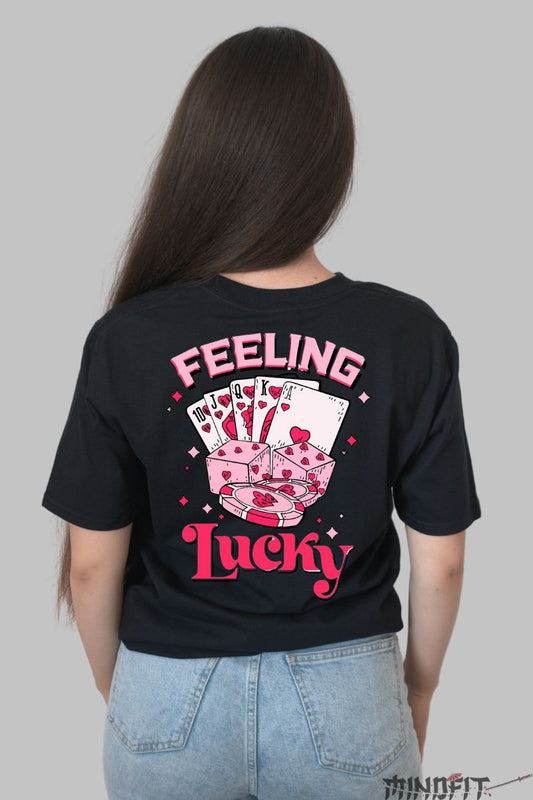 Tricou Poker Feeling Lucky dama negru spate