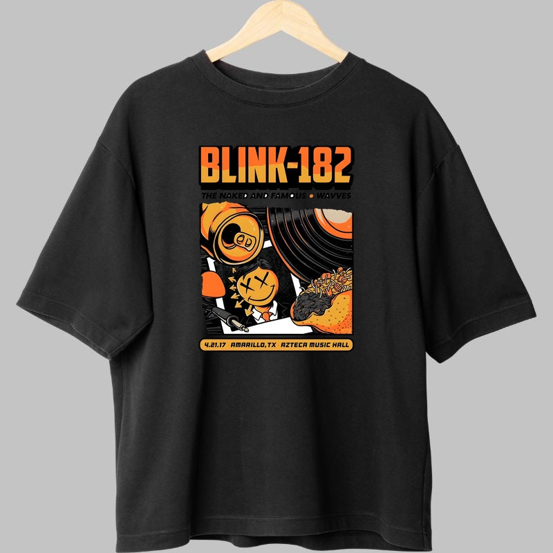 Tricou Rock Blink-182 Amarillo Tour Poster fata negru