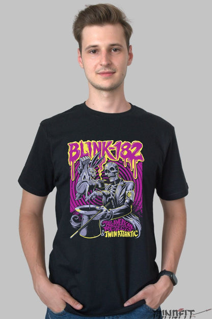 Tricou Rock Blink-182 Skeleton Magician barbat negru