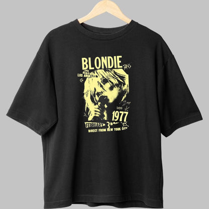 Tricou Rock Blondie 1977 Tour Poster fata negru