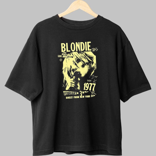 Tricou Rock Blondie 1977 Tour Poster fata negru