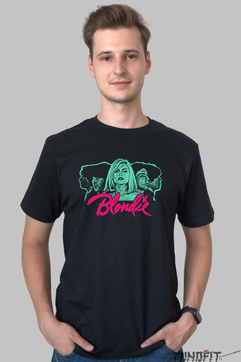 Tricou Rock Blondie Neon Band Portrait barbat negru