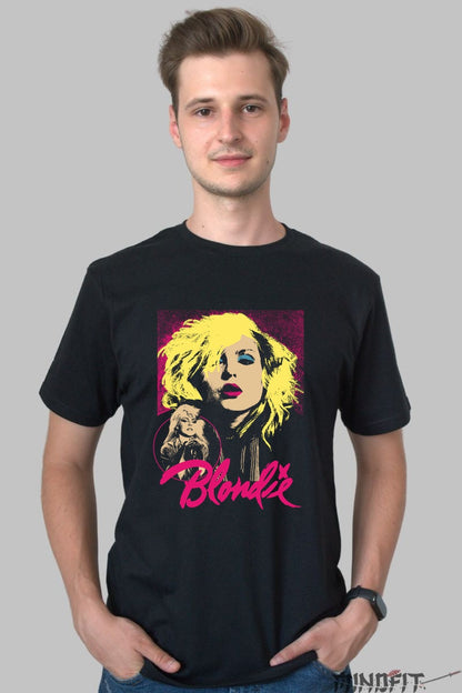 Tricou Rock Blondie Neon Pop Art barbat negru
