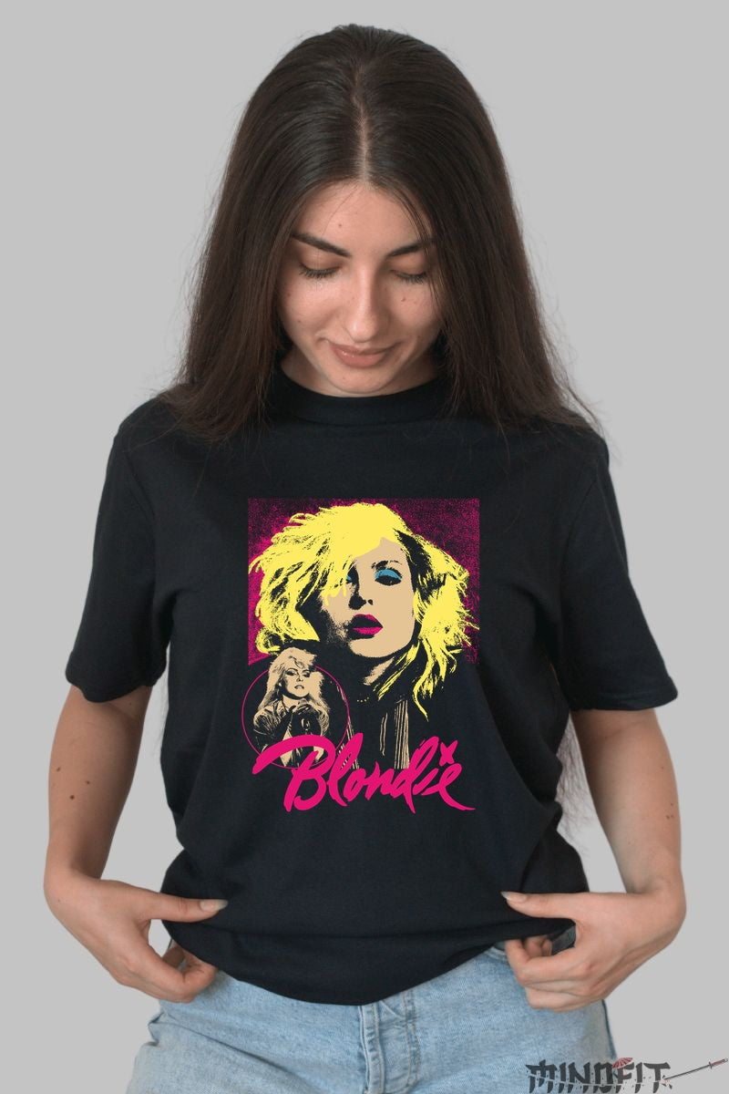Tricou Rock Blondie Neon Pop Art dama negru