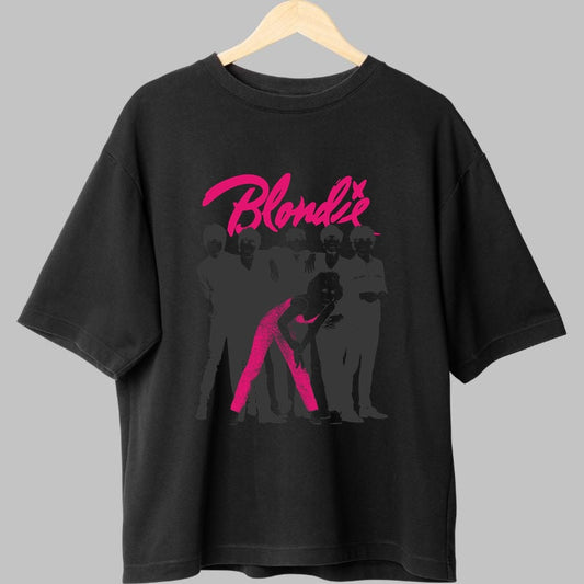 Tricou Rock Blondie Pink Silhouette fata negru