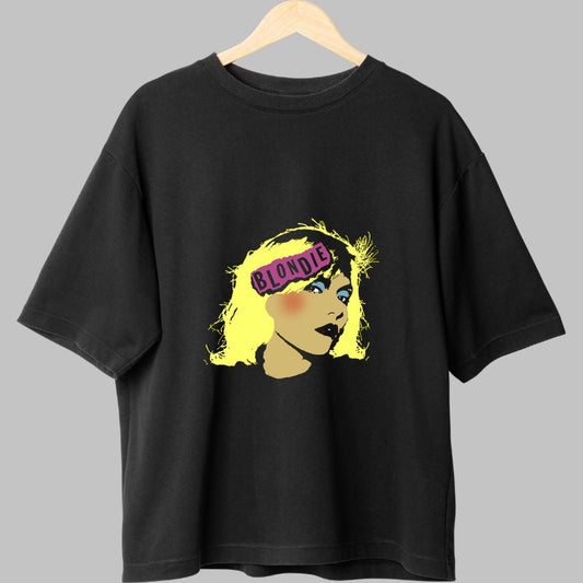Tricou Rock Blondie Pop Art Neon fata negru