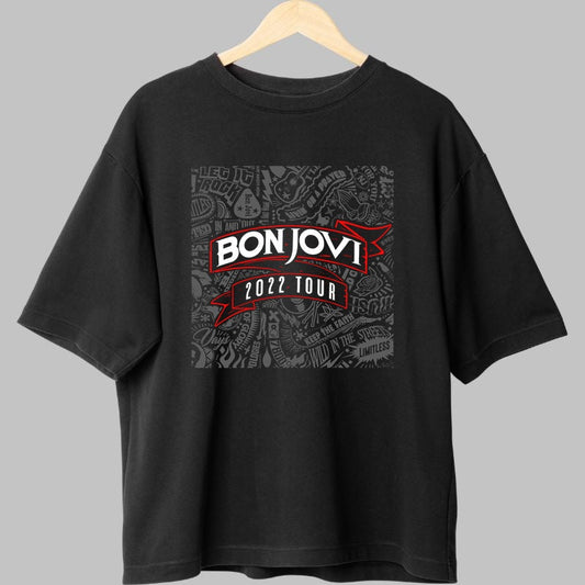 Tricou Rock Bon Jovi 2022 Tour Edition fata negru