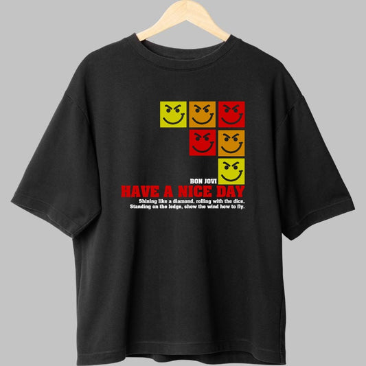 Tricou Rock Bon Jovi Have a Nice Day Color Blocks fata negru